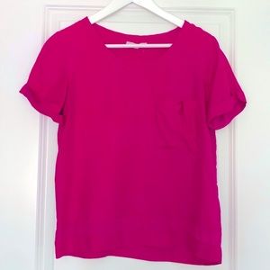 MADEWELL private label 100% Silk t-shirt/blouse with slouchy pocket, size XS